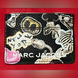 Marc Jacobs Black Floral & Star Printed Leather Card Case